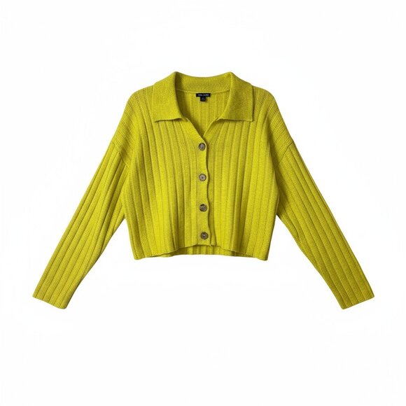 Wild Fable Yellow Cropped Collared Button Up Women's Cardigan Size Medium - Picture 2 of 12